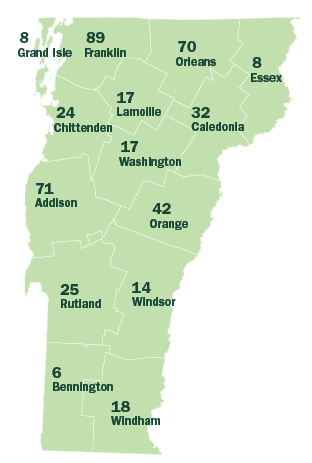 Vermont dairy map
